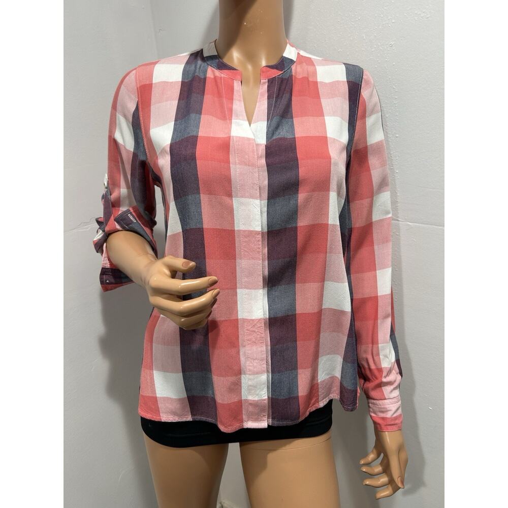 tommy bahama women blouse Plaid Size XS Long Sleeve